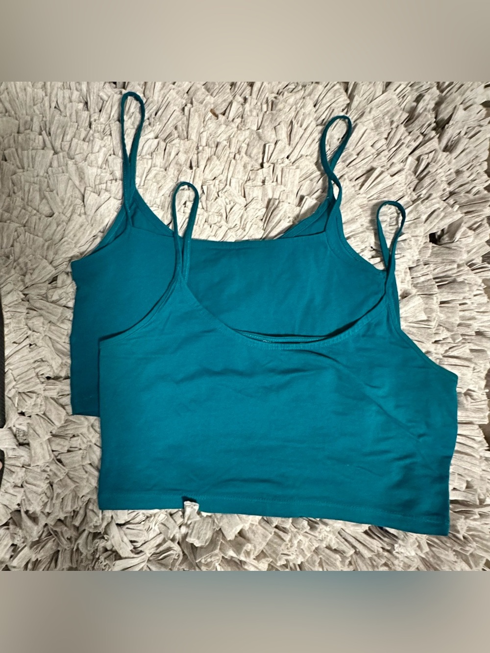 Aritzia Wilfred Teal Spaghetti Strap Crop Camisole X2 - XS